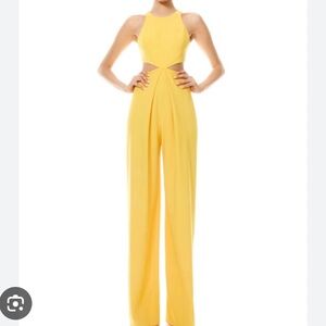 Alice + Olivia Sunny Yellow Cutout Jumpsuit